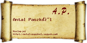 Antal Paszkál névjegykártya